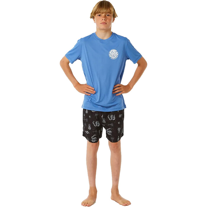 2024 Rip Curl Chicos Iconos Surflite UPF Chaleco De Lycra De Manga Corta 12ABRV - Blue Yonder